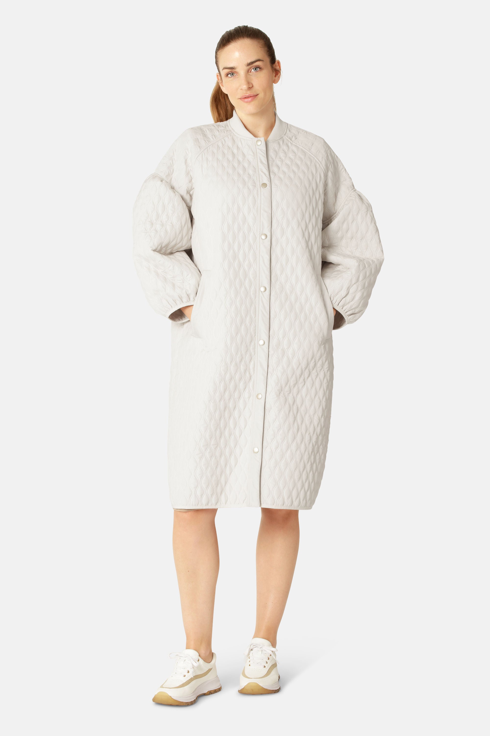 Langer Steppmantel - Milk Creme